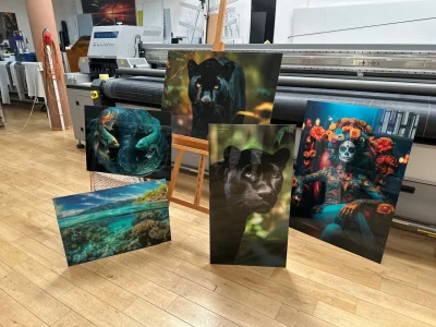 Zestaw obrazów na szkle – zwierzęta i abstrakcje, druk UV